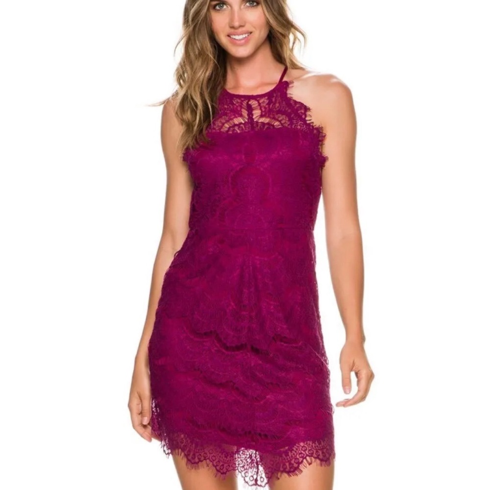 Free People Lace She’s Got It Slip Dress bodycon Party Cocktail maroon XS small